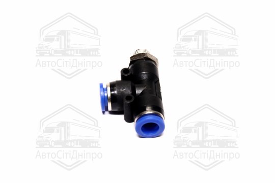 З'єднувач пневматичний цанговий Т-подібний 8х1/8 (зовнішнє різьблення) (RIDER)