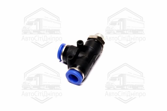 З'єднувач пневматичний цанговий Т-подібний 8х1/8 (зовнішнє різьблення) (RIDER)