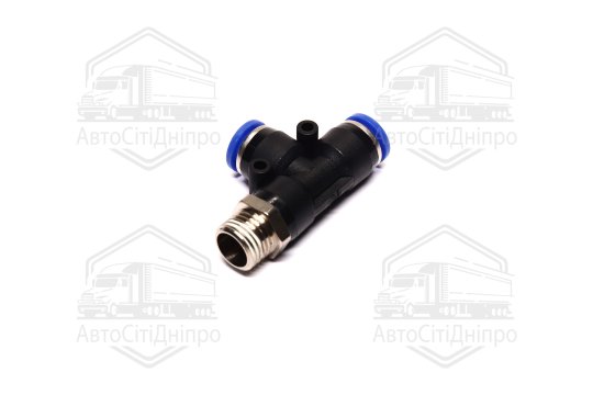 З'єднувач пневматичний цанговий Т-подібний 8х1/4 (зовнішнє різьблення) (RIDER)