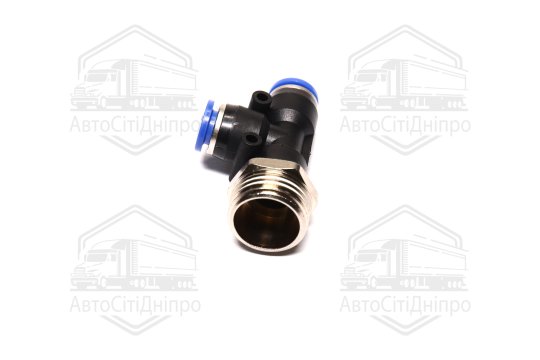 З'єднувач пневматичний цанговий Т-подібний 8х1/2 (зовнішнє різьблення) (RIDER)