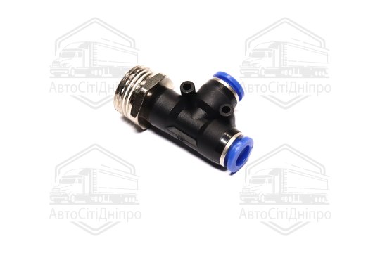 З'єднувач пневматичний цанговий Т-подібний 8х1/2 (зовнішнє різьблення) (RIDER)