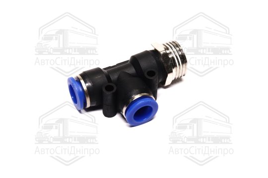 З'єднувач пневматичний цанговий Т-подібний 10х1/2 (зовнішнє різьблення) (RIDER)