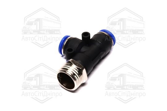 З'єднувач пневматичний цанговий Т-подібний 10х1/2 (зовнішнє різьблення) (RIDER)