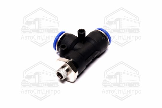 З'єднувач пневматичний цанговий Т-подібний 12х1/8 (зовнішнє різьблення) (RIDER)