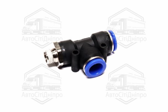 З'єднувач пневматичний цанговий Т-подібний 12х1/4 (зовнішнє різьблення) (RIDER)