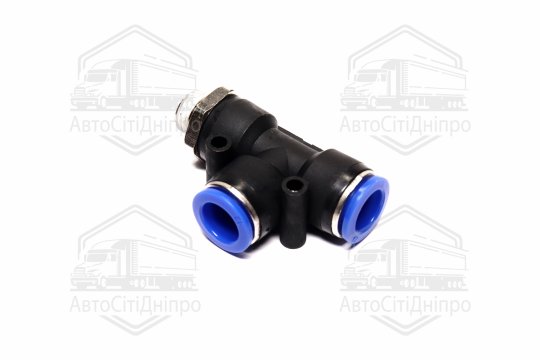 З'єднувач пневматичний цанговий Т-подібний 12х1/4 (зовнішнє різьблення) (RIDER)