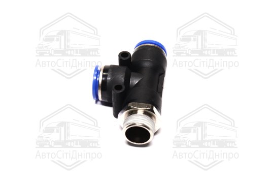 З'єднувач пневматичний цанговий Т-подібний 12х3/8 (зовнішнє різьблення) (RIDER)