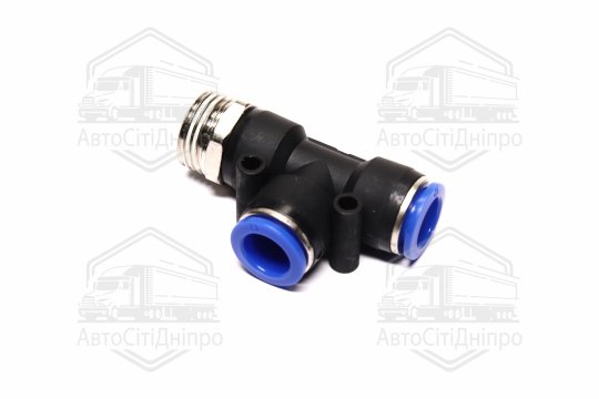 З'єднувач пневматичний цанговий Т-подібний 12х1/2 (зовнішнє різьблення) (RIDER)