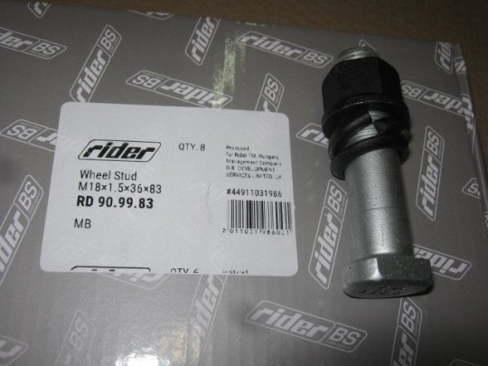 Шпилька колеса (з гайкою) М18х1,5х36х83 SW24 MB (RIDER)