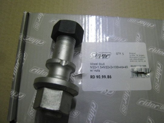 Шпилька колеса (з гайкою) М22x1, 5xМ22x2x100x46x49 (RIDER)