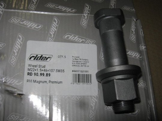 Шпилька колеса (з гайкою) М22x1, 5x46x107 SW32 RVI MAGNUM, PREMIUM (RIDER)