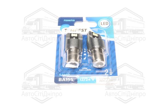 Лампа LED указ. поворотів і стоп-сигн. 12 / 24V BA15S 6SMD Non-polar WHITE 2шт. блістер <TEMPEST PLU