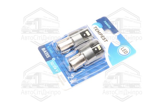 Лампа LED указ. поворотів і стоп-сигн. 12 / 24V BA15S 6SMD Non-polar WHITE 2шт. блістер <TEMPEST PLU