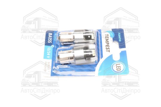 Лампа LED указ. поворотів і стоп-сигн. 12 / 24V BA15S 6SMD Non-polar WHITE 2шт. блістер <TEMPEST PLU