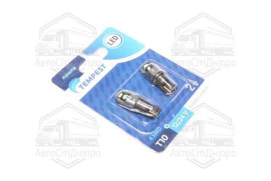 Лампа LED б / ц габарит, панель приладів, салон 12 / 24V T10 4SMD CANBUS WHITE 2шт.блістер <TEMPEST