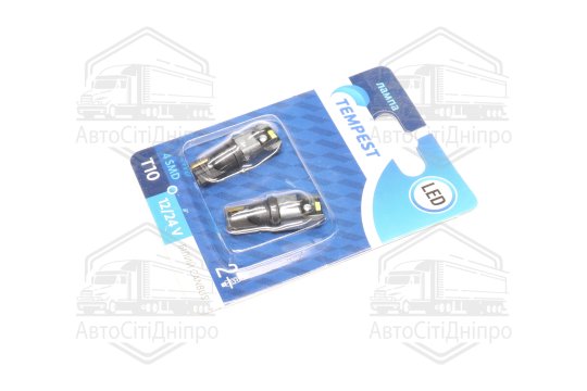 Лампа LED б / ц габарит, панель приладів, салон 12 / 24V T10 4SMD CANBUS WHITE 2шт.блістер <TEMPEST