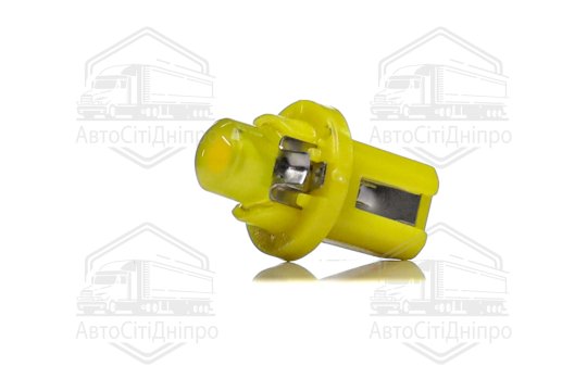 Лампа LED панель приладів, підсвічування кнопок T5B8,5d-02 (1SMD) W1.2W B8.5d 12V жовта <TEMPEST>