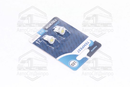 Лампа LED б / ц габарит і панель приладів T10 2SMD W5W 12V WHITE 2шт. блістер <TEMPEST>