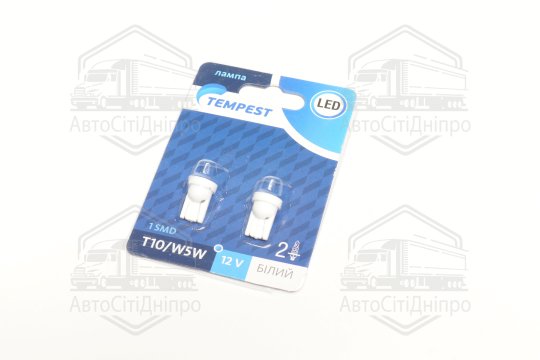 Лампа LED б / ц габарит і панель приладів T10 1SMD W5W 12V WHITE 2шт. блістер <TEMPEST>