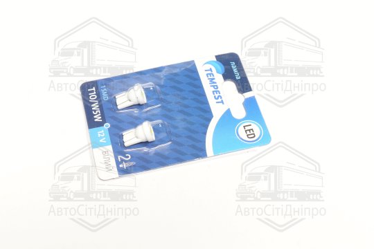 Лампа LED б / ц габарит і панель приладів T10 1SMD W5W 12V WHITE 2шт. блістер <TEMPEST>