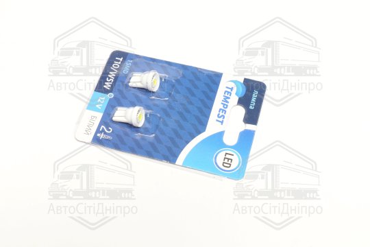 Лампа LED б / ц габарит і панель приладів T10 1SMD W5W 12V WHITE 2шт. блістер <TEMPEST>