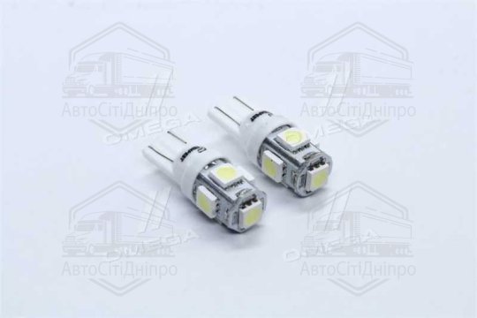 Лампа LED б / ц габарит і панель приладів T10 5SMD W5W 12V WHITE 2шт. блістер <TEMPEST>