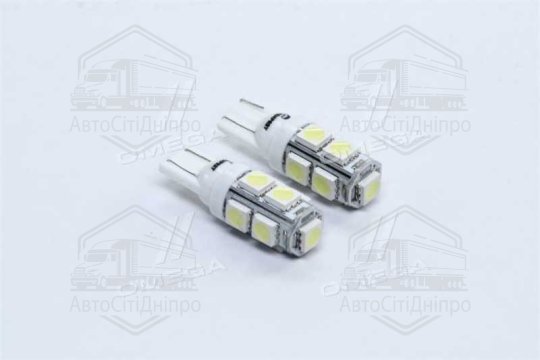 Лампа LED б / ц габарит і панель приладів T10 9SMD W5W 12V WHITE 2шт. блістер <TEMPEST>