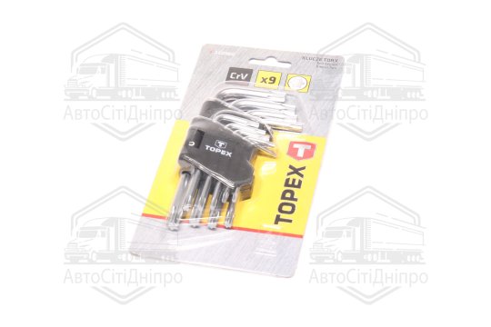 Ключі шестигранні Torx T10-T50, набір 9 шт.*1 уп. (TOPEX)