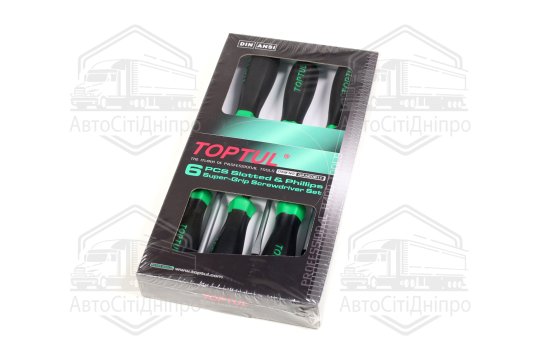 Набір викруток 6 од. (PH1x80, PH2x100, PH3x150, SL4x100, SL6, 5x150, SL10x200) (TOPTUL)