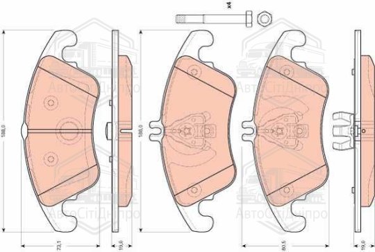 Колодка гальм. диск. MB C-CLASS (W 204) 200-350 07-, E-CLASS (W212) 200-350 08 - передн. (вир-во TRW