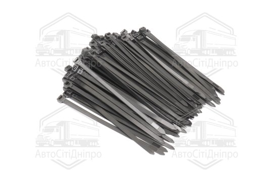 Хомут затяжний пласт. 7,6х200 100 шт. чорний (GEMI)