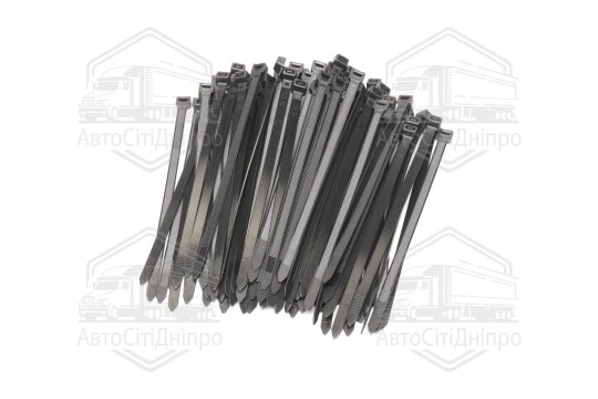 Хомут затяжний пласт. 7,6х200 100 шт. чорний (GEMI)