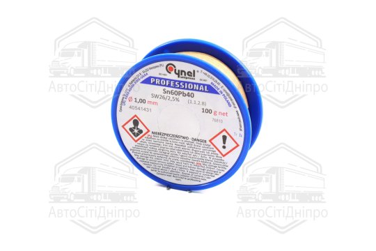 Припій Sn60-Pb40 дротяний на котушці: O = 1мм, m = 100 г [60] (VOREL)