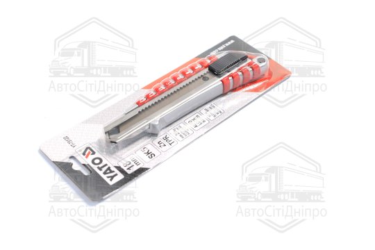 Ніж YATO з висувним лезом з відломними сегментами: M=18 мм, SK5, Zn/TPR/ABS, фіксатор, F 20N[12/144]