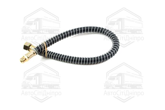 Шланг гальмівний КАМАЗ ЄВРО (PTFE нержав. оплетка, L=650 мм, гайка-штуцер М20хМ16) ПРЕМІУМ