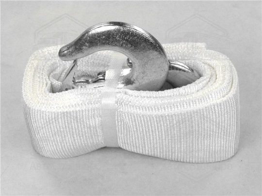 Трос буксирувальний 8т. стрічка 75мм. 5м. С гак, білий <ДК>