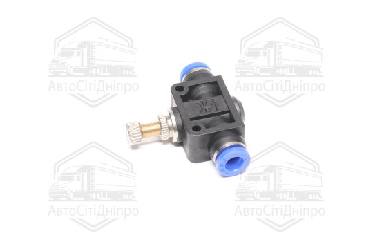 З'єднувач пневматичний D6-6 цанговий прямий металевий кран пластик (AIRKRAFT)