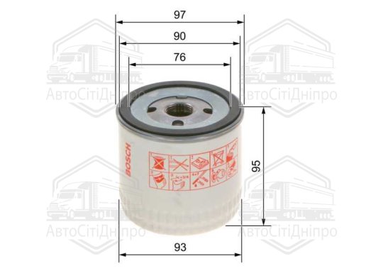 Фільтр масляний двигуна FORD FOCUS, TRANSIT (вир-во Bosch)