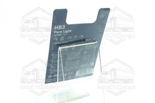 Лампа розжарювання HB3 12V 60W P20d PURE LIGHT 1шт. blister (вир-во Bosch)