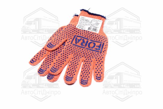 Рукавички FORA з ПВХ-рисунком помаранчевий/синій70/30 7 клас розмір 10 (DOLONI)