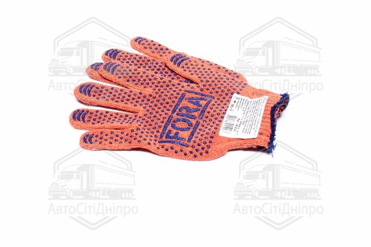 Рукавички FORA з ПВХ-рисунком помаранчевий/синій70/30 7 клас розмір 10 (DOLONI)