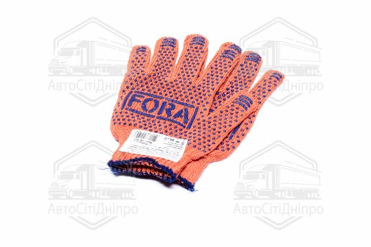 Рукавички FORA з ПВХ-рисунком помаранчевий/синій70/30 7 клас розмір 10 (DOLONI)