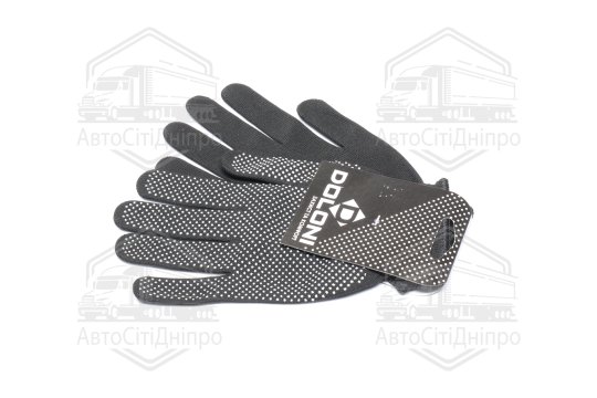 Рукавички з мікроточкою ПВХ чорний/білий 100 ПЕ13 клас розмір 10 (DOLONI)