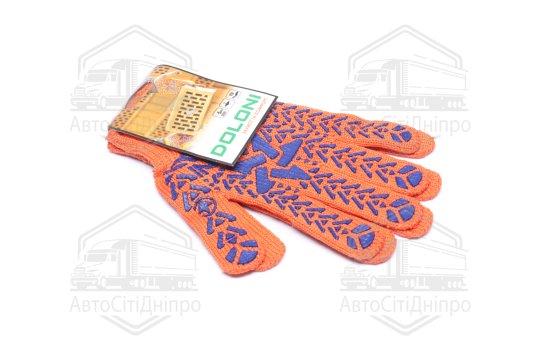 Рукавички "Зірка" з ПВХ-рисунком оранжевий/синій40/60 7 клас розмір 10 (DOLONI)