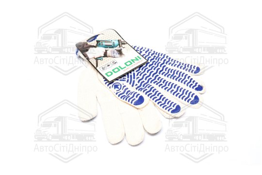 Рукавички "Хвиля" із ПВХ-рис. натуральний білий/синій70/30 10 клас розмір 10 (DOLONI)