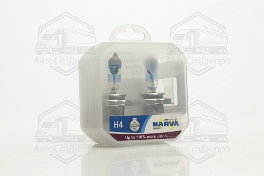 Лампа розжарювання SET H4 12V 60/55 W P43t RANGE POWER +110 (к-т 2шт) (вир-во Narva)