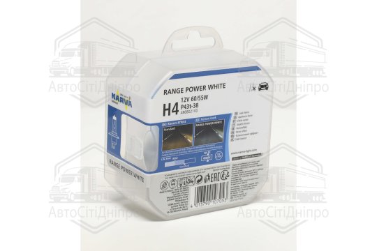Лампа галогенна TWIN SET H4 12V 60/55W RANGE POWER WHITE (вир-во Narva)