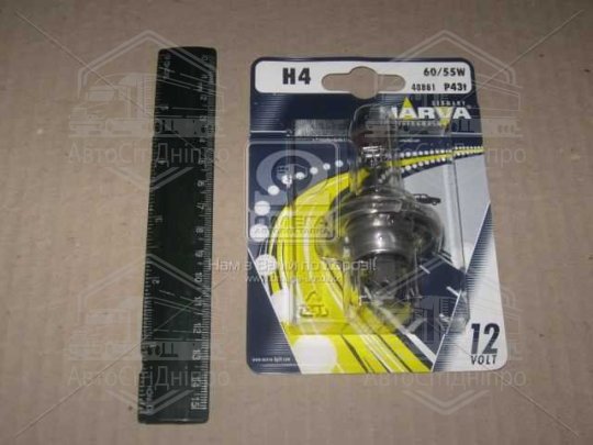 Лампа розжарювання H4 12V 60/55W P43t STANDARD blister 1шт (вир-во Narva)