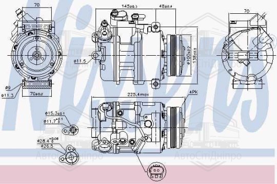 Компресор кондиціонера BMW 5 (E60), 5 (E61), 7 (E65, E66, E67), X6 (Nissens)