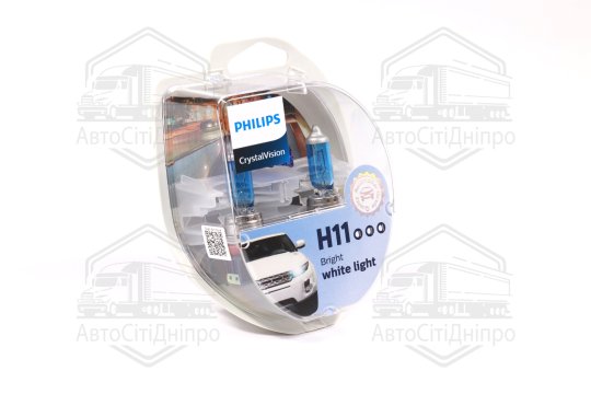 Лампа розжарювання H11 12V 55W PGJ19-2 Cristal Vision + 2x W5W 4300K (к-т) (вир-во Philips)